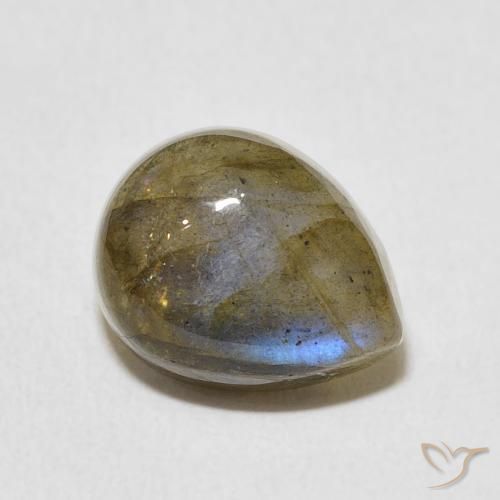 Labradorita Multicolor natural de 3.87 ct, En forma de pera, Translúcido
