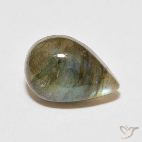 Labradorita Multicolor natural de 4.47 ct, En forma de pera, Translúcido
