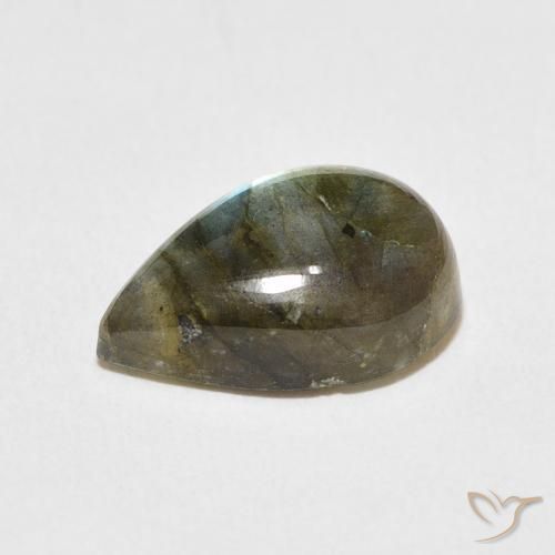 Labradorita Multicolor natural de 4.47 ct, En forma de pera, Translúcido