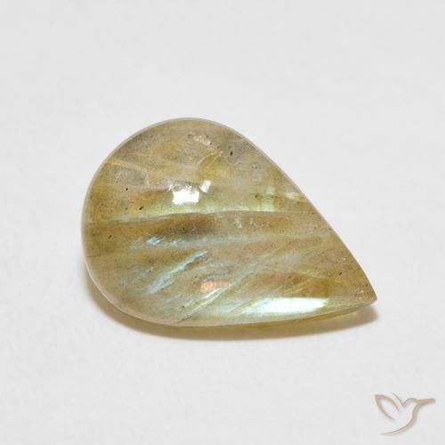 Labradorita Multicolor natural de 3.40 ct, En forma de pera, Translúcido
