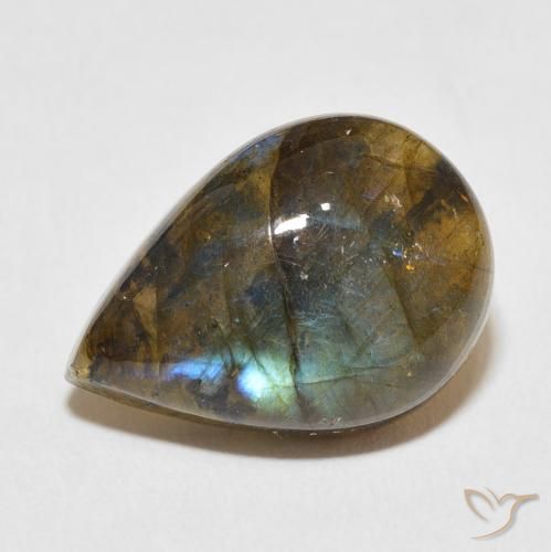 11.30ct Natural Multicolor labradorita, En forma de pera, Translúcido