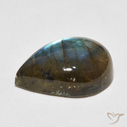 Labradorita Multicolor natural de 11.30 ct, En forma de pera, Translúcido