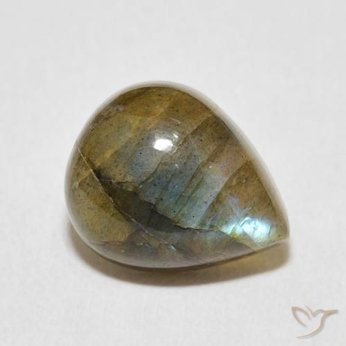 Labradorita Multicolor natural de 4.78 ct, En forma de pera, Translúcido