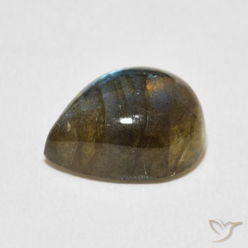 Labradorita Multicolor natural de 4.78 ct, En forma de pera, Translúcido