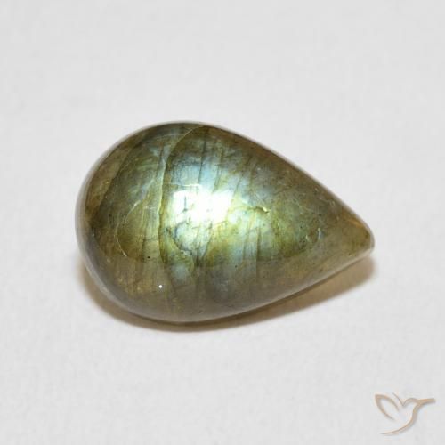 Labradorita Multicolor natural de 3.62 ct, En forma de pera, Translúcido