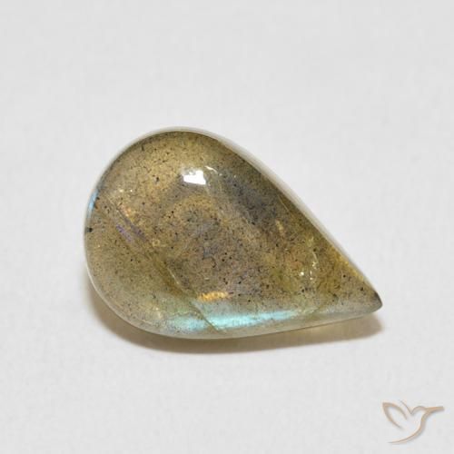 Labradorita Multicolor natural de 3.57 ct, En forma de pera, Translúcido