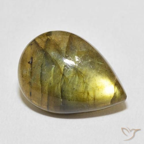 Labradorita Multicolor natural de 8.95 ct, En forma de pera, Translúcido