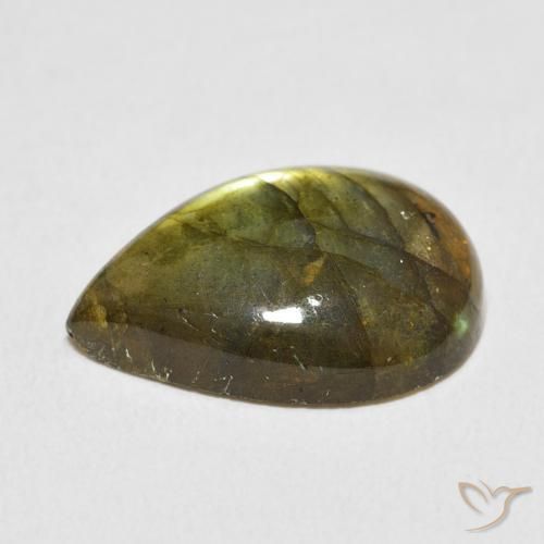 Labradorita Multicolor natural de 8.95 ct, En forma de pera, Translúcido