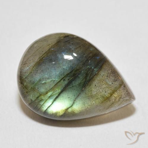 Labradorita Multicolor natural de 11.64 ct, En forma de pera, Translúcido