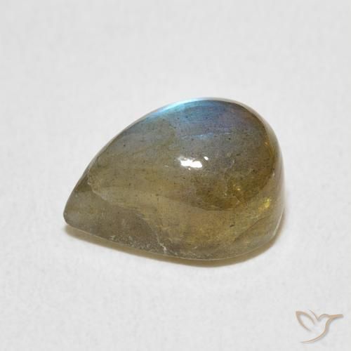 Labradorita Multicolor natural de 3.07 ct, En forma de pera, Translúcido