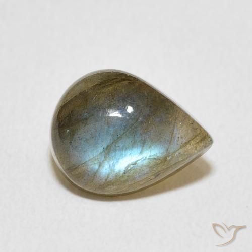 Labradorita Multicolor natural de 2.65 ct, En forma de pera, Translúcido