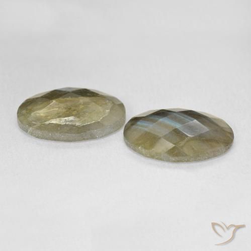 Gemas de Labradorita Multicolor natural de 15.34 ct, Ovalada, Translúcido