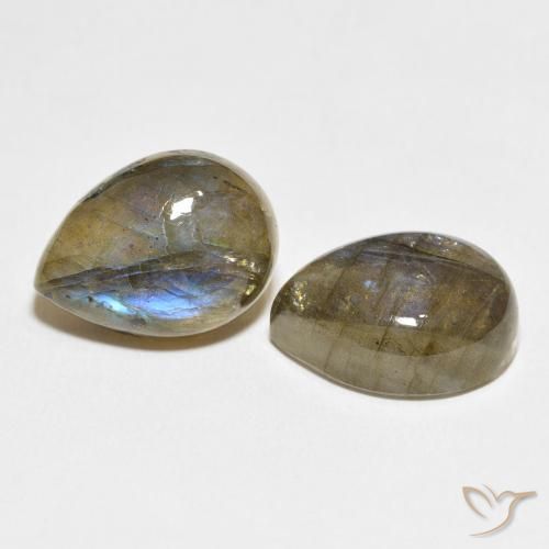 Gemas de Labradorita Multicolor natural de 19.45 ct, En forma de pera, Translúcido
