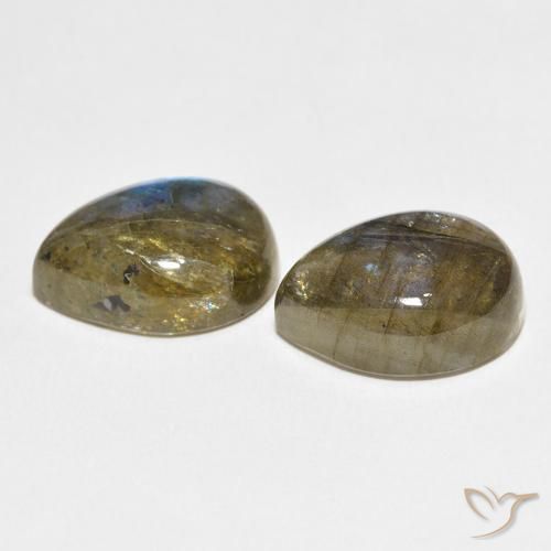 Gemas de Labradorita Multicolor natural de 19.45 ct, En forma de pera, Translúcido