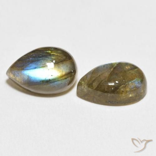 Gemas de Labradorita Multicolor natural de 7.64 ct, En forma de pera, Translúcido