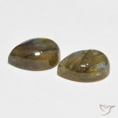 Gemas de Labradorita Multicolor natural de 7.64 ct, En forma de pera, Translúcido