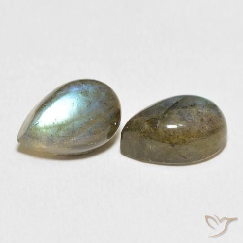 Gemas de Labradorita Multicolor natural de 7.97 ct, En forma de pera, Translúcido