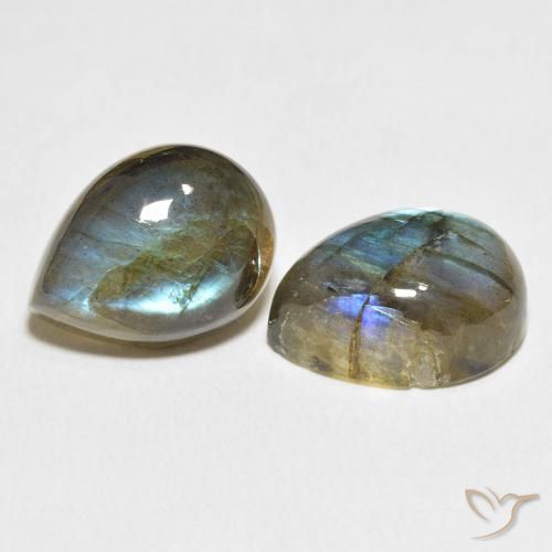 Gemas de Labradorita Multicolor natural de 21.28 ct, En forma de pera, Translúcido
