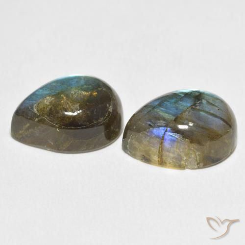Gemas de Labradorita Multicolor natural de 21.28 ct, En forma de pera, Translúcido