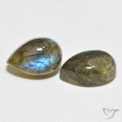 Gemas de Labradorita Multicolor natural de 8.16 ct, En forma de pera, Translúcido