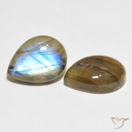 Gemas de Labradorita Multicolor natural de 16.50 ct, En forma de pera, Translúcido