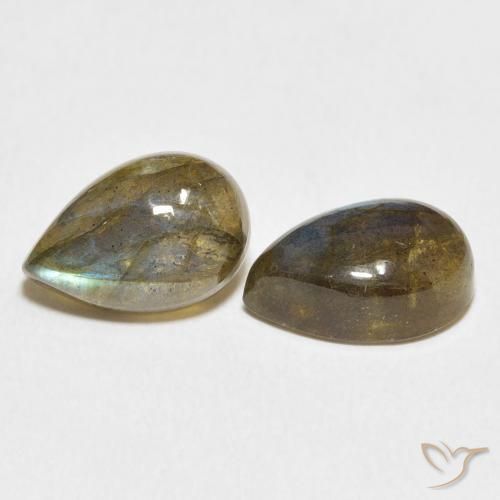 Gemas de Labradorita Multicolor natural de 7.71 ct, En forma de pera, Translúcido