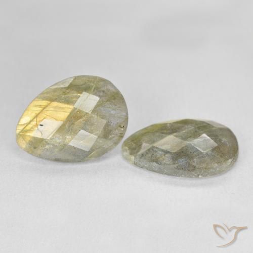 Gemas de Labradorita Multicolor natural de 14.48 ct, En forma de pera, Translúcido