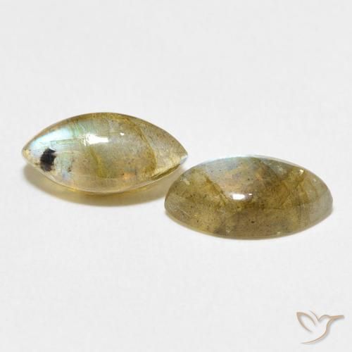 Gemas de Labradorita Multicolor natural de 2.91 ct, Marquesa, Translúcido