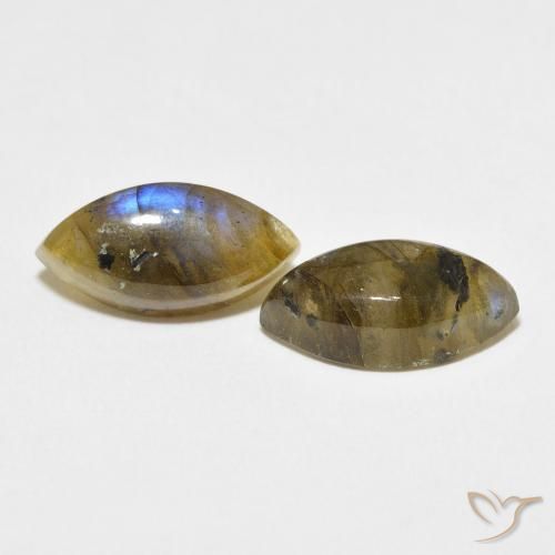 Gemas de Labradorita Multicolor natural de 7.16 ct, Marquesa, Translúcido