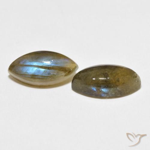 Gemas de Labradorita Multicolor natural de 7.44 ct, Marquesa, Translúcido