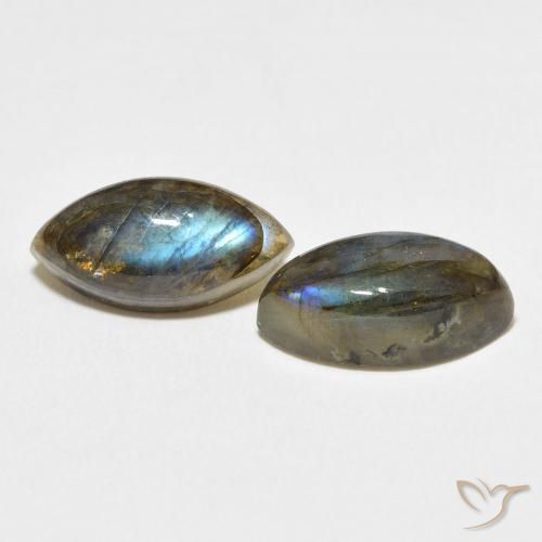 Gemas de Labradorita Multicolor natural de 7.98 ct, Marquesa, Translúcido
