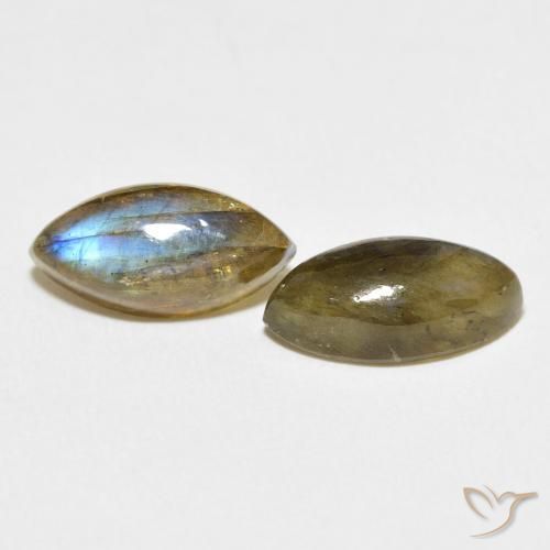 Gemas de Labradorita Multicolor natural de 6.65 ct, Marquesa, Translúcido