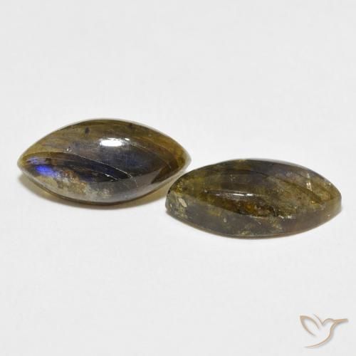 Gemas de Labradorita Multicolor natural de 6.50 ct, Marquesa, Translúcido