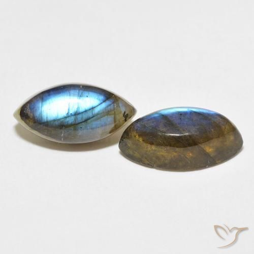 Gemas de Labradorita Multicolor natural de 7.51 ct, Marquesa, Translúcido