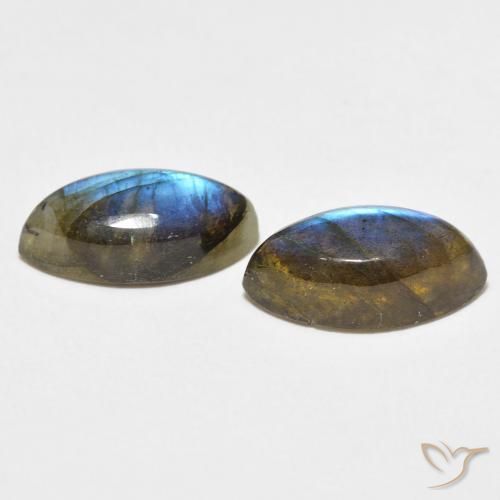 Gemas de Labradorita Multicolor natural de 7.51 ct, Marquesa, Translúcido