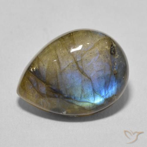 Labradorita Multicolor natural de 8.26 ct, En forma de pera, Translúcido