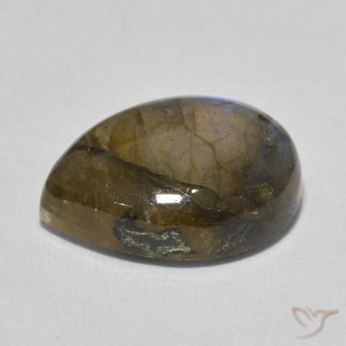 Labradorita Multicolor natural de 8.26 ct, En forma de pera, Translúcido