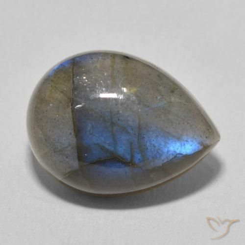 Labradorita Multicolor natural de 10.67 ct, En forma de pera, Translúcido