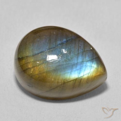 Labradorita Multicolor natural de 11.00 ct, En forma de pera, Translúcido