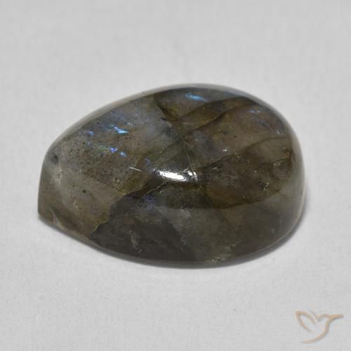 Labradorita Multicolor natural de 10.74 ct, En forma de pera, Translúcido