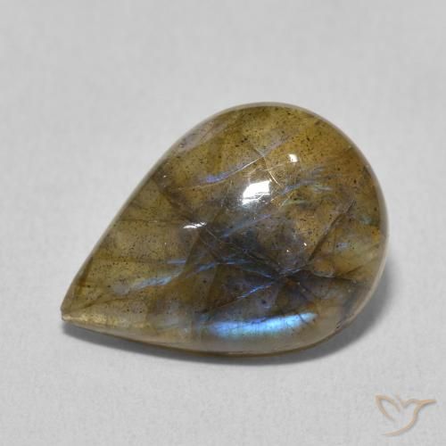 Labradorita Multicolor natural de 6.23 ct, En forma de pera, Translúcido
