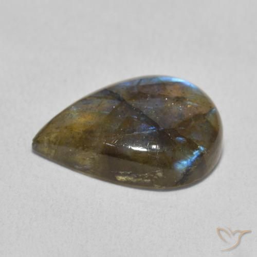 Labradorita Multicolor natural de 6.23 ct, En forma de pera, Translúcido