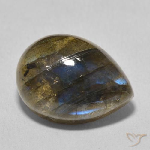 Labradorita Multicolor natural de 10.22 ct, En forma de pera, Translúcido