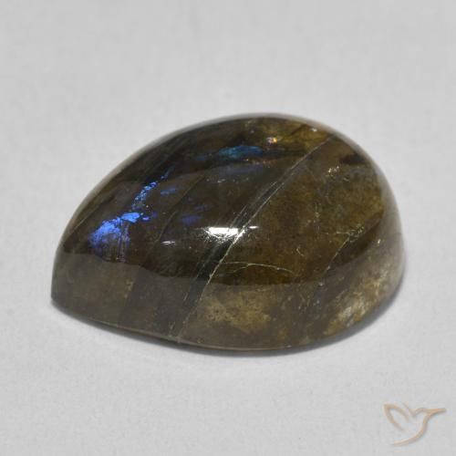 Labradorita Multicolor natural de 10.22 ct, En forma de pera, Translúcido