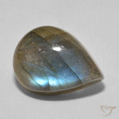 Labradorita Multicolor natural de 9.62 ct, En forma de pera, Translúcido