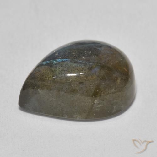 Labradorita Multicolor natural de 9.62 ct, En forma de pera, Translúcido