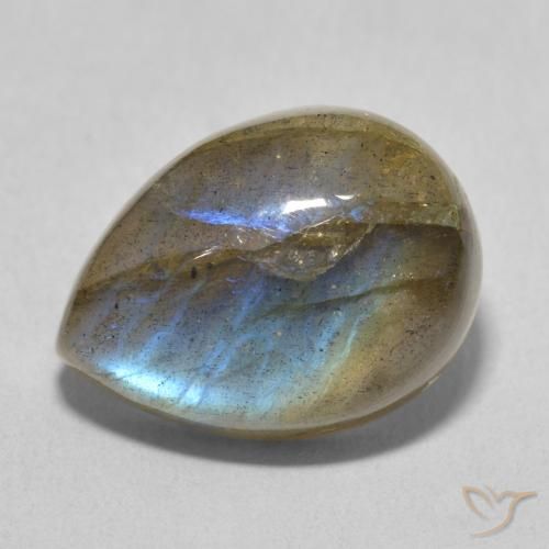 Labradorita Multicolor natural de 10.35 ct, En forma de pera, Translúcido