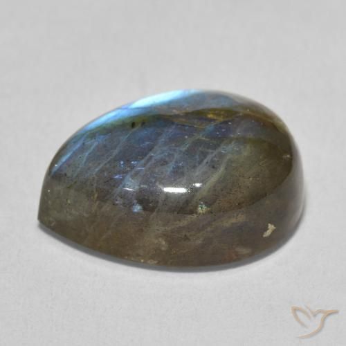 Labradorita Multicolor natural de 10.35 ct, En forma de pera, Translúcido