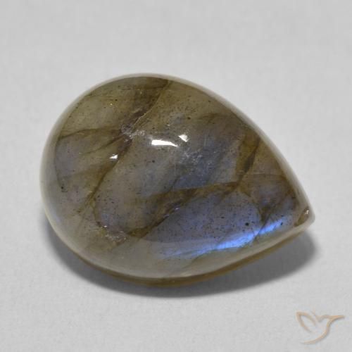 Labradorita Multicolor natural de 10.41 ct, En forma de pera, Translúcido