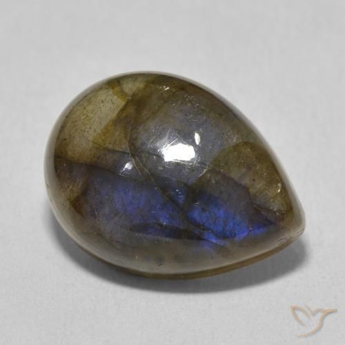 Labradorita Multicolor natural de 9.73 ct, En forma de pera, Translúcido